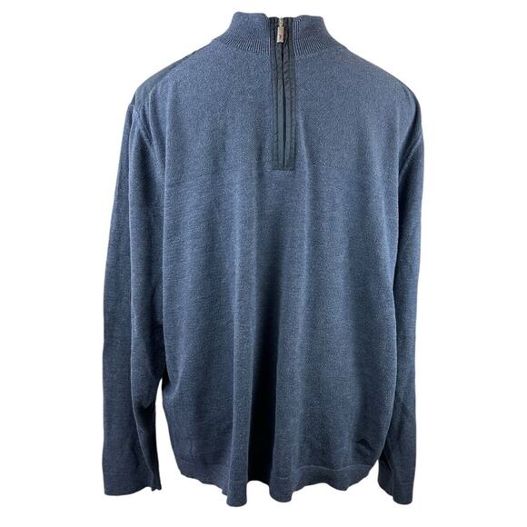 Tommy Bahama Island Fairway Half Zip Sweater Lightweight Sleeve Pocket Blue XXL - Picture 2 of 14